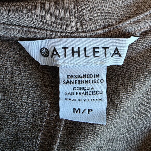 Athleta Size M P Pranayama Restore Wrap Long Open Front Cardigan Tencel Mushroom - Picture 7 of 8